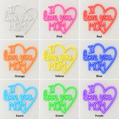 I Love You Mom LED Neon Sign - nine-color grid