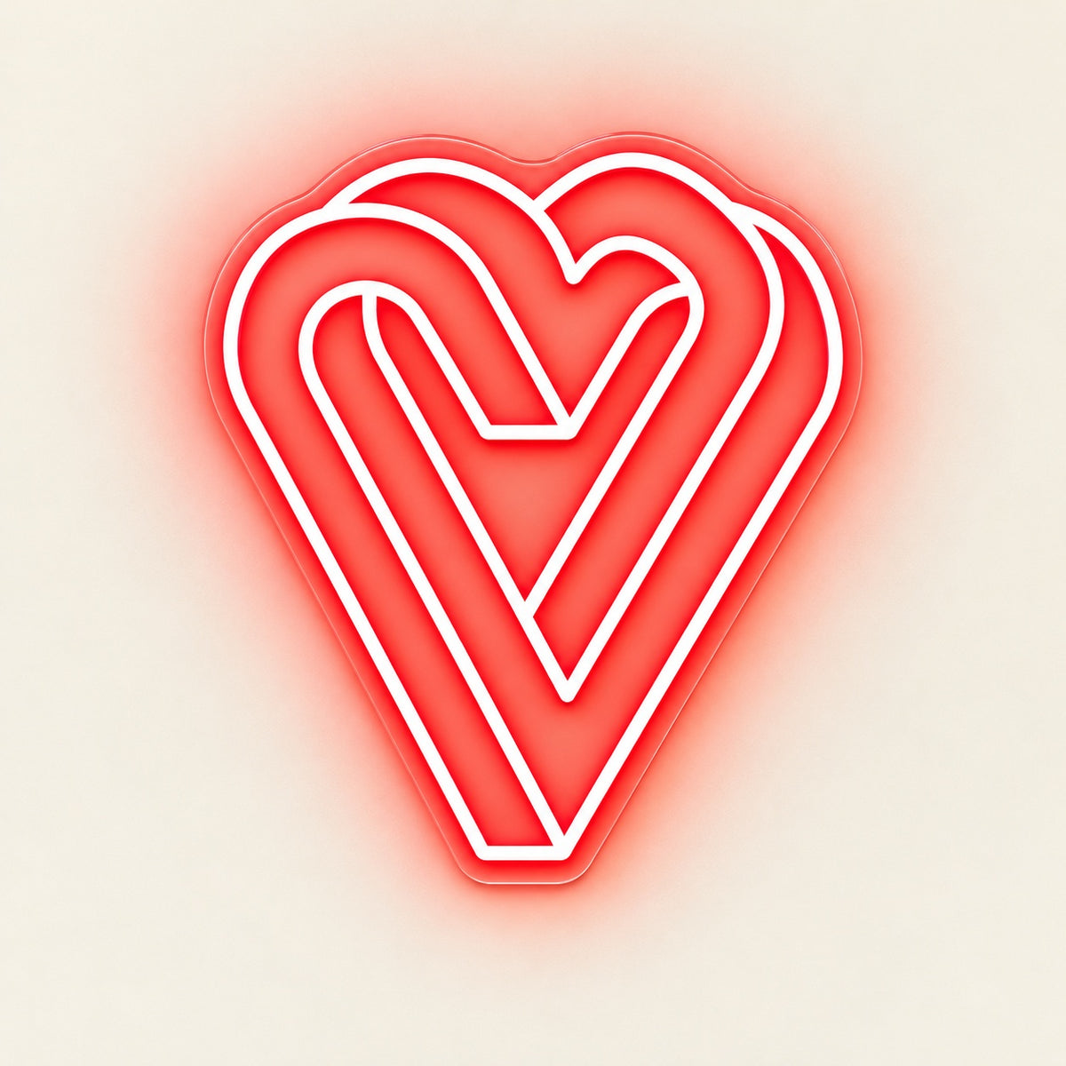 Intertwined Heart LED Neon Sign - natural light view