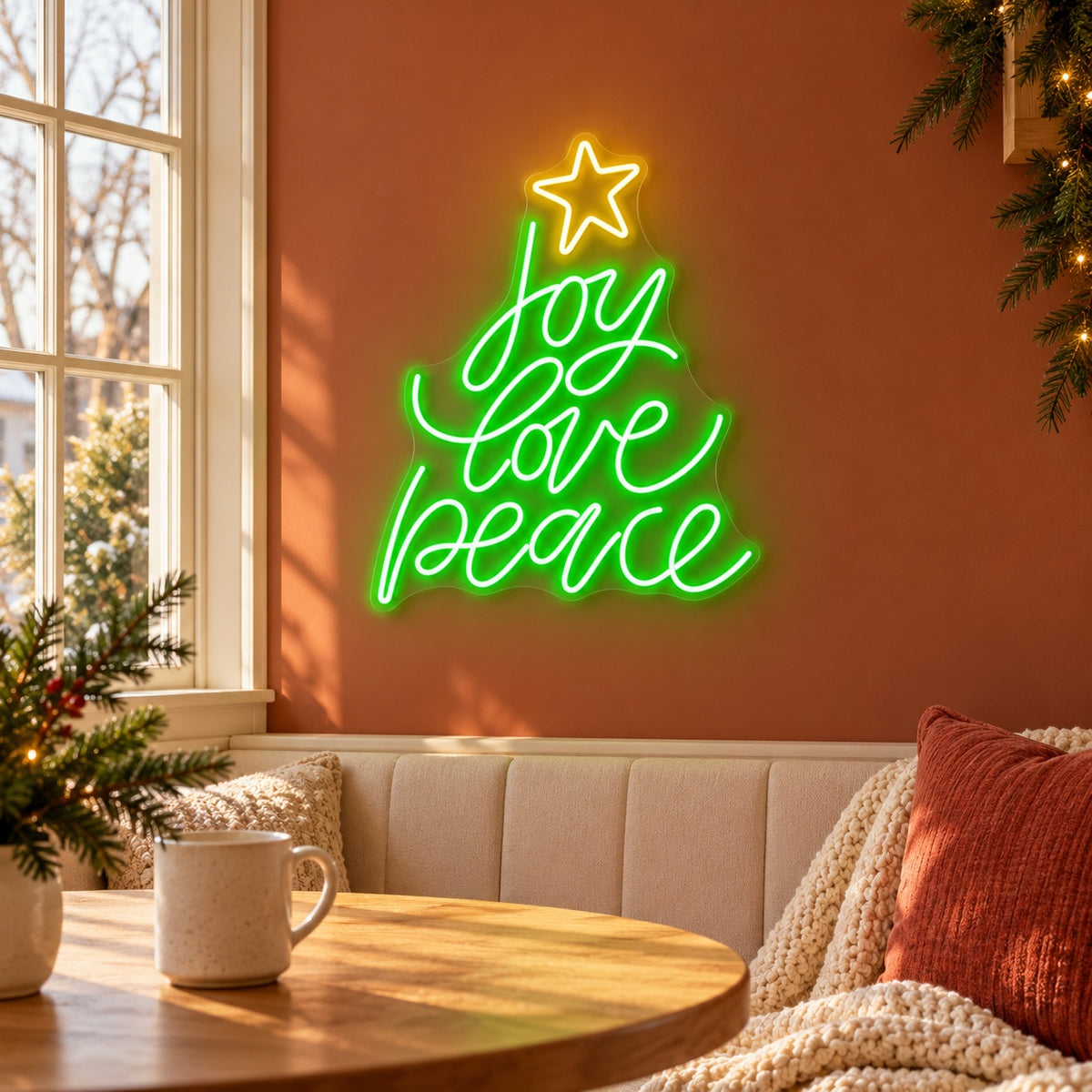 Joy Love Peace LED Neon Sign - lifestyle view