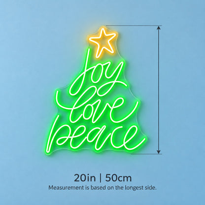 Joy Love Peace LED Neon Sign - size guide