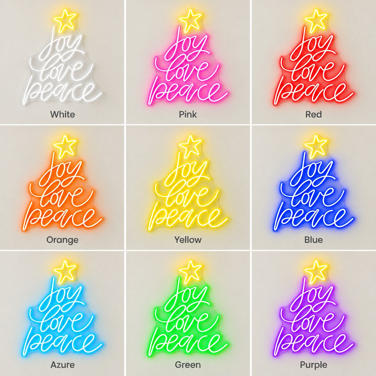 Joy Love Peace LED Neon Sign - nine-color grid