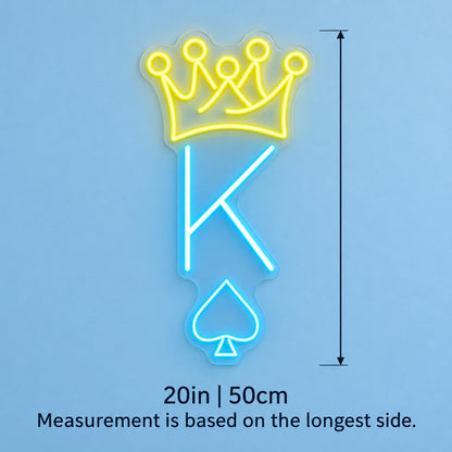 King Crown Spade LED Neon Sign - size guide