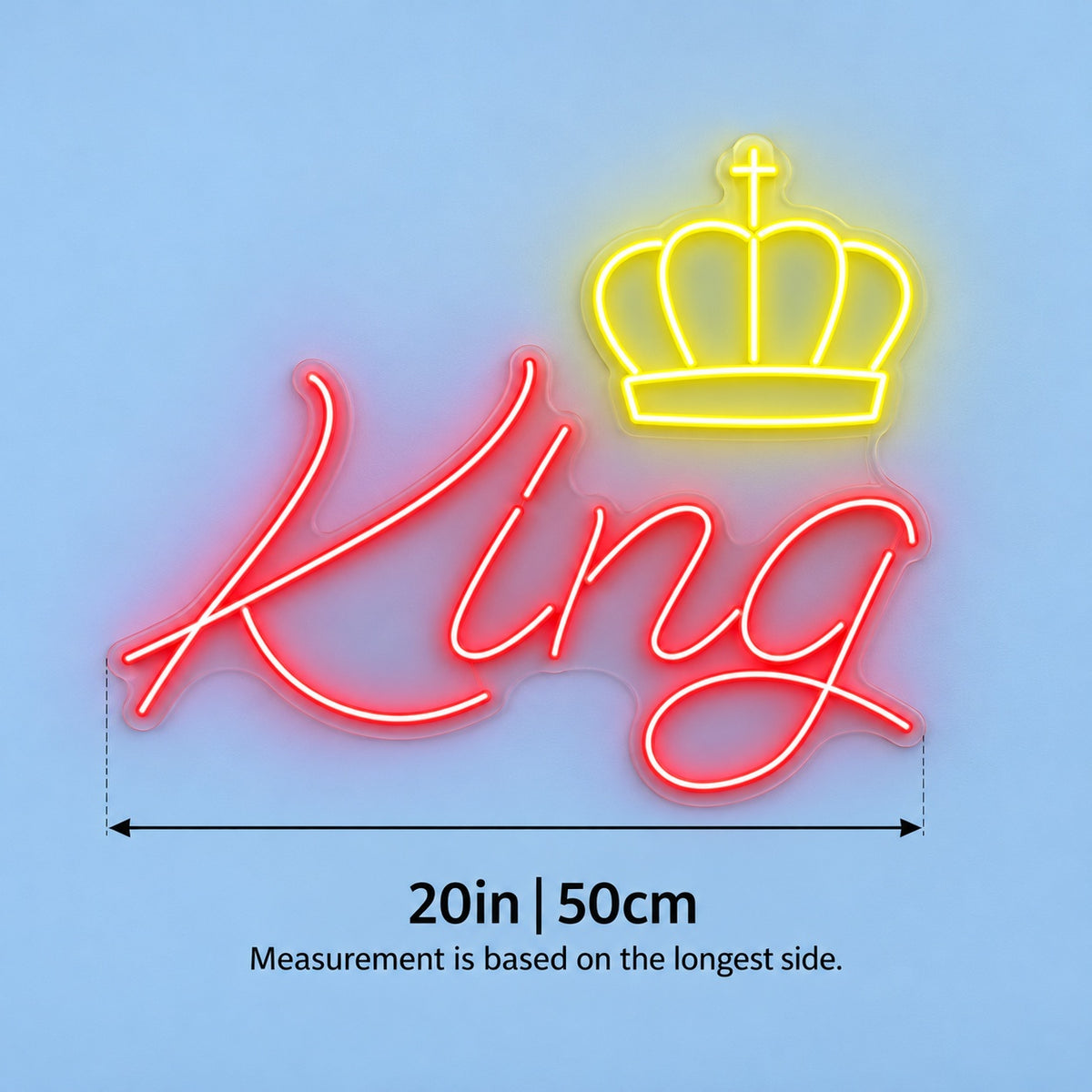 King LED Neon Sign - size guide