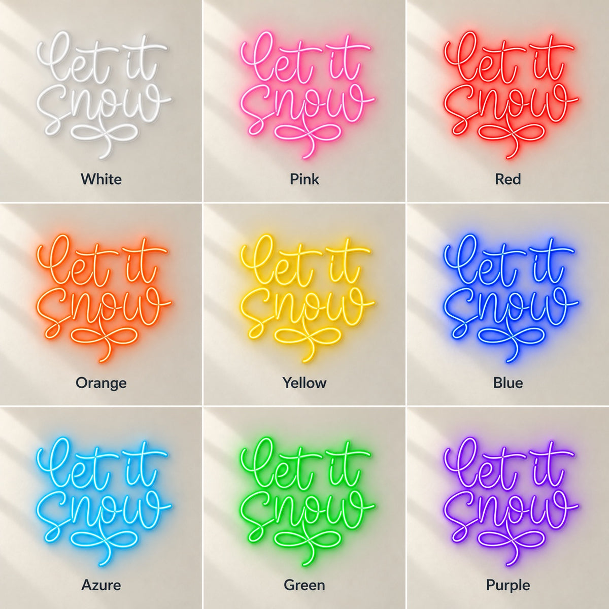 Let It Snow LED Neon Sign - nine-color grid