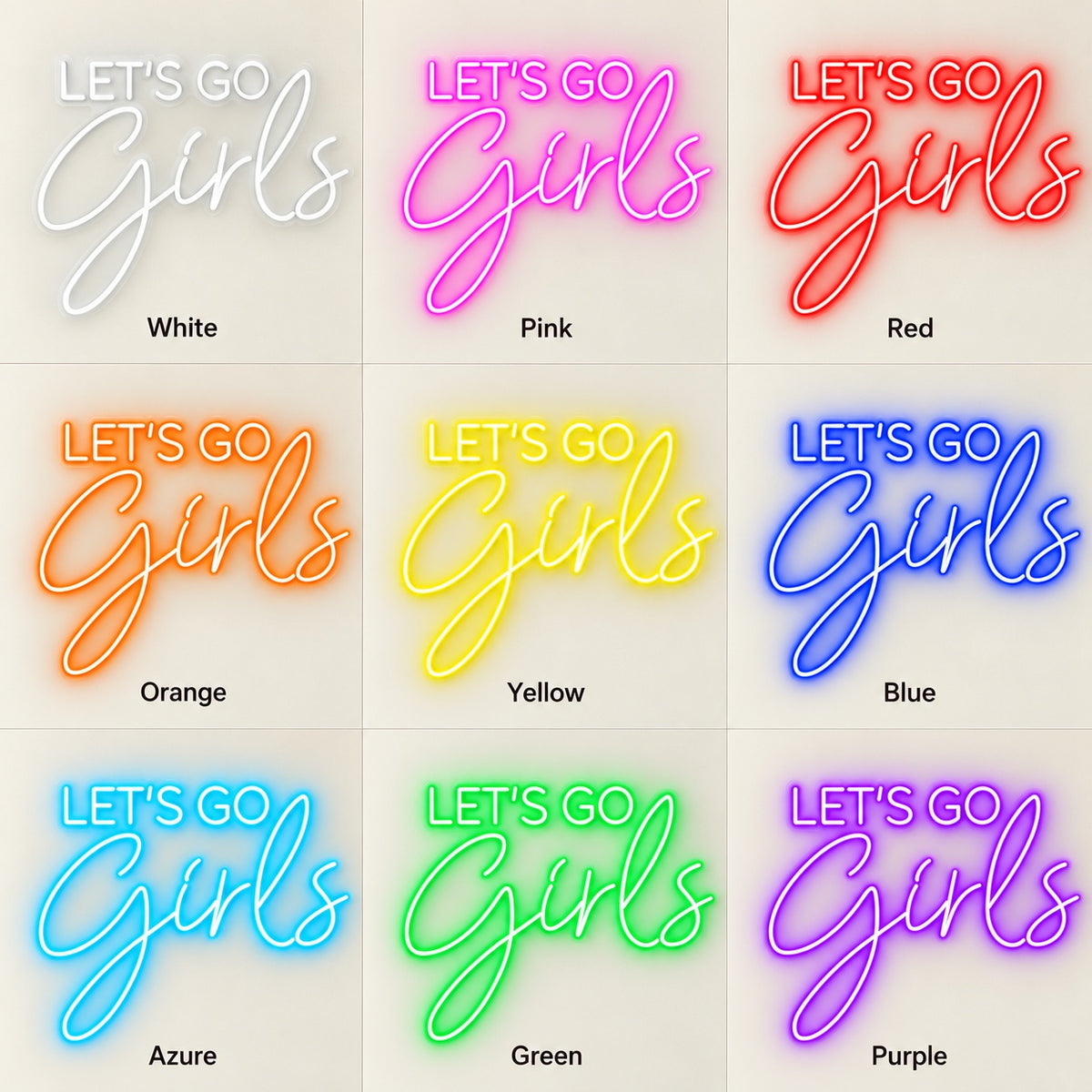 Let's Go Girls LED Neon Sign - nine-color grid