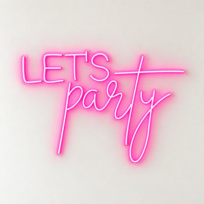 Let's Party LED Neon Sign - natural light view