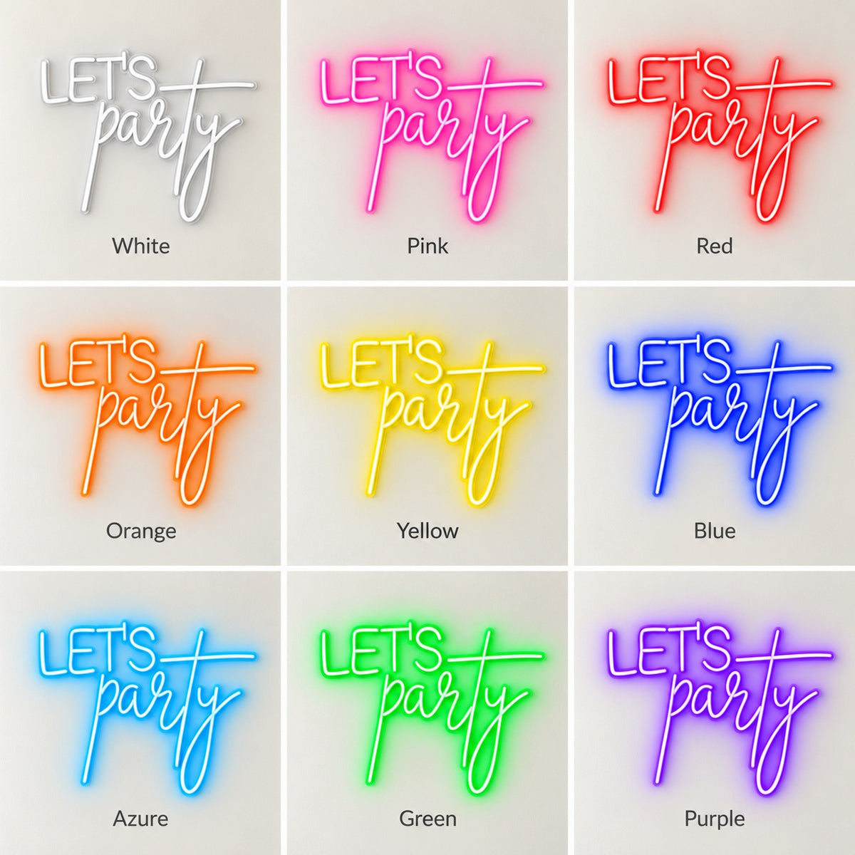 Let's Party LED Neon Sign - nine-color grid