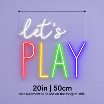 Let's Play LED Neon Sign - size guide