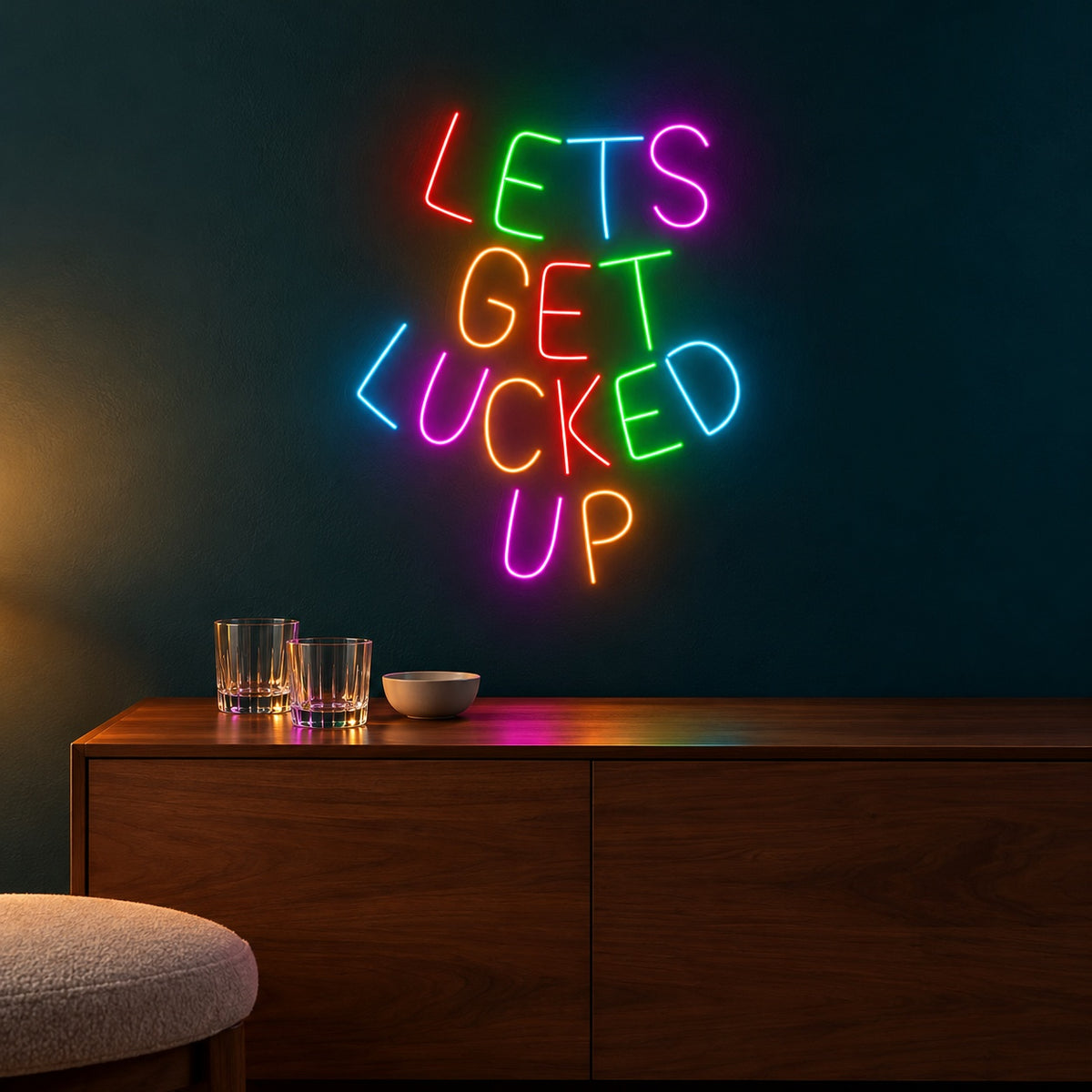 Let's Get Lucked Up LED Neon Sign - advertising view