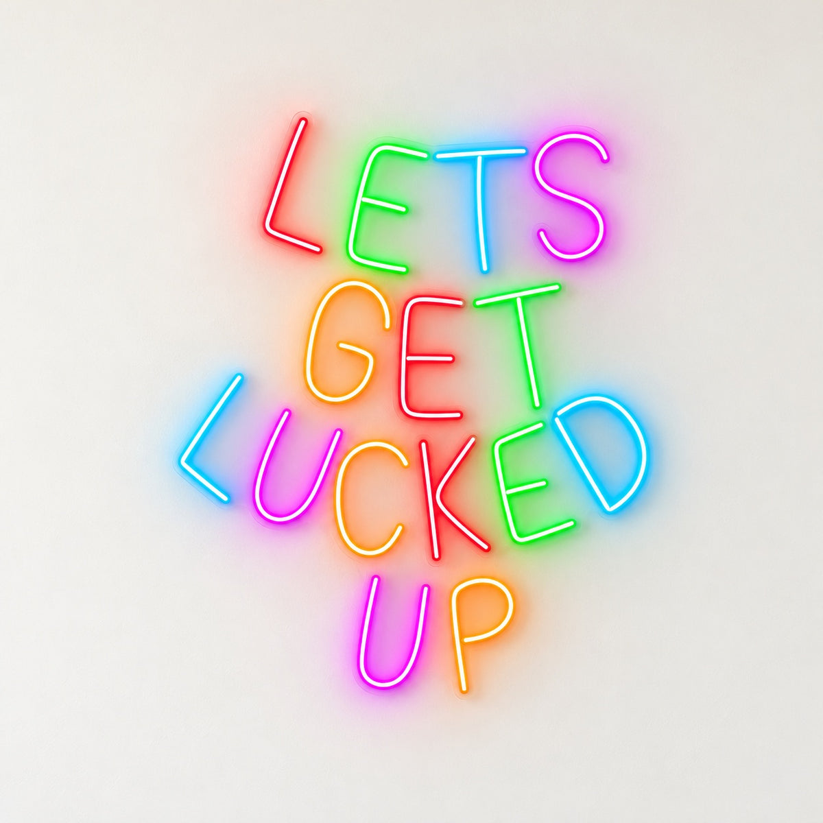 Let's Get Lucked Up LED Neon Sign - natural light view