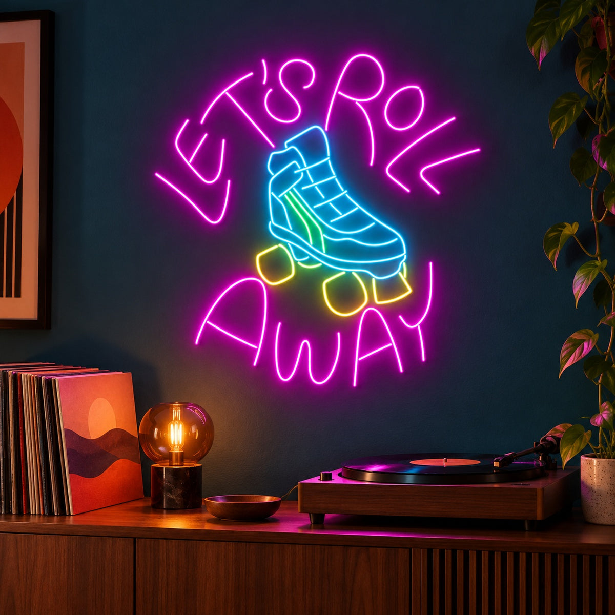 Let's Roll Away LED Neon Sign - advertising view