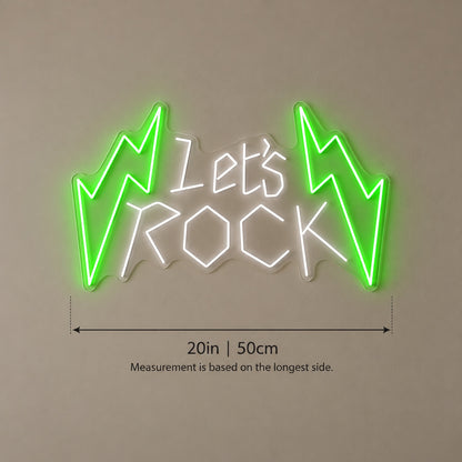 Let’s Rock LED Neon Sign - size guide