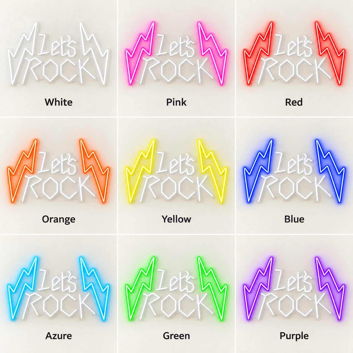 Let’s Rock LED Neon Sign - nine-color grid