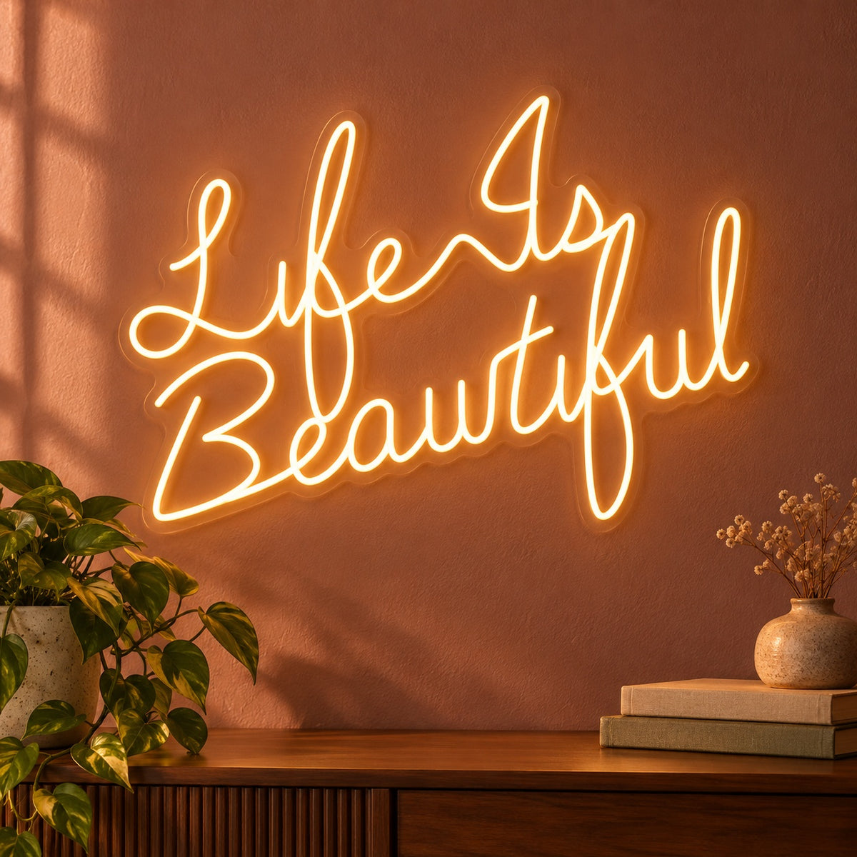Life Is Beautiful LED Neon Sign - advertising view
