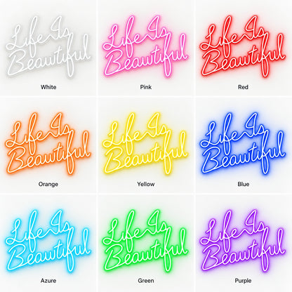 Life Is Beautiful LED Neon Sign - nine-color grid