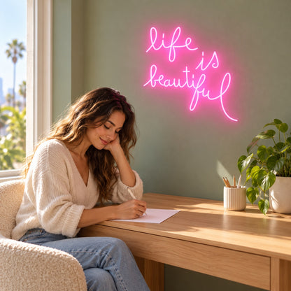 Life Is Beautiful LED Neon Sign - lifestyle view