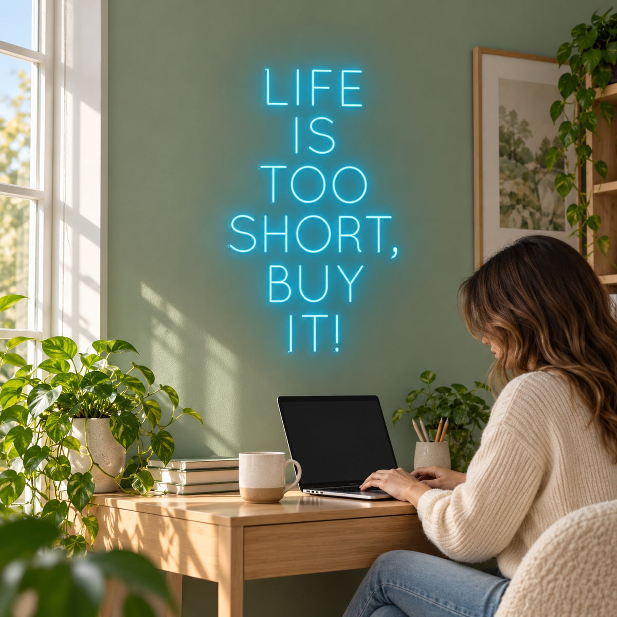 Life Is Too Short, Buy It! LED Neon Sign - lifestyle view
