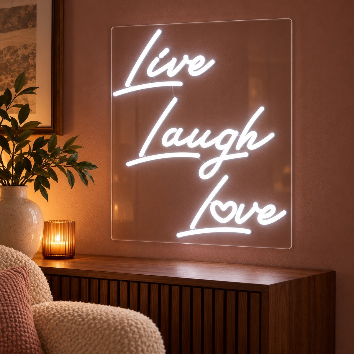 Live Laugh Love LED Neon Sign - advertising view