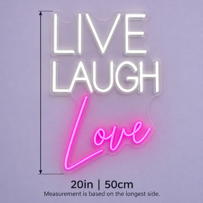 Live Laugh Love LED Neon Sign - size guide