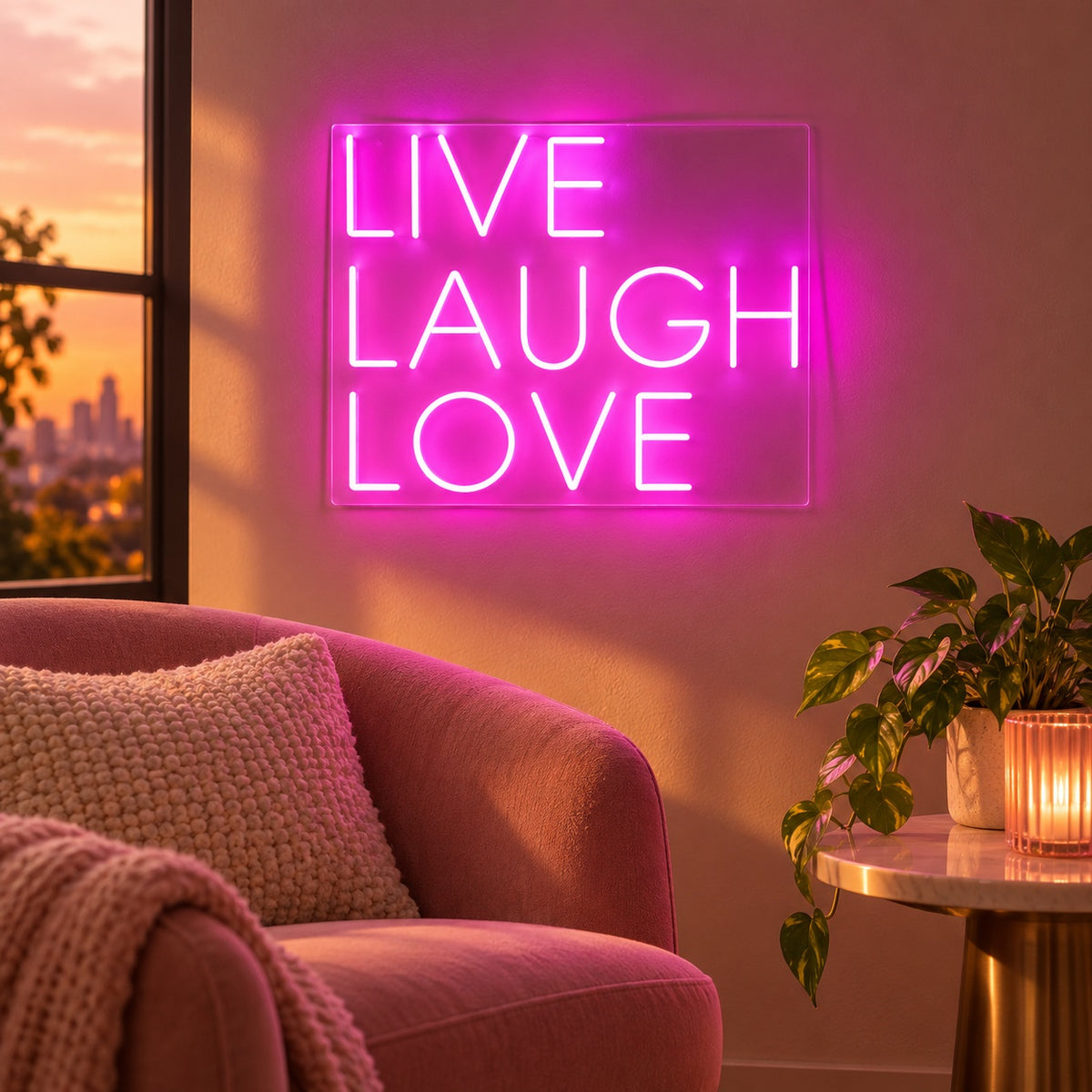 Live Laugh Love LED Neon Sign - advertising view