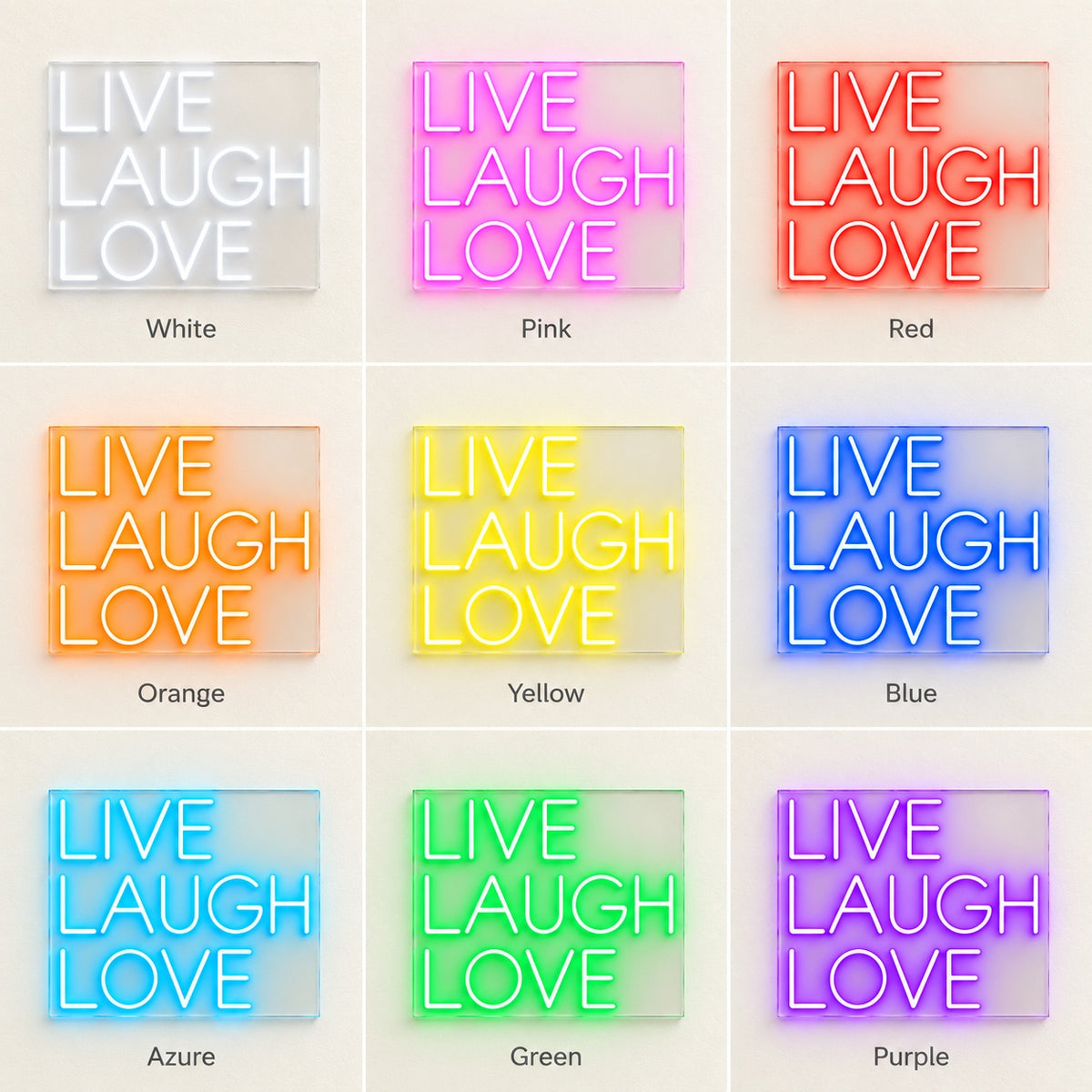 Live Laugh Love LED Neon Sign - nine-color grid