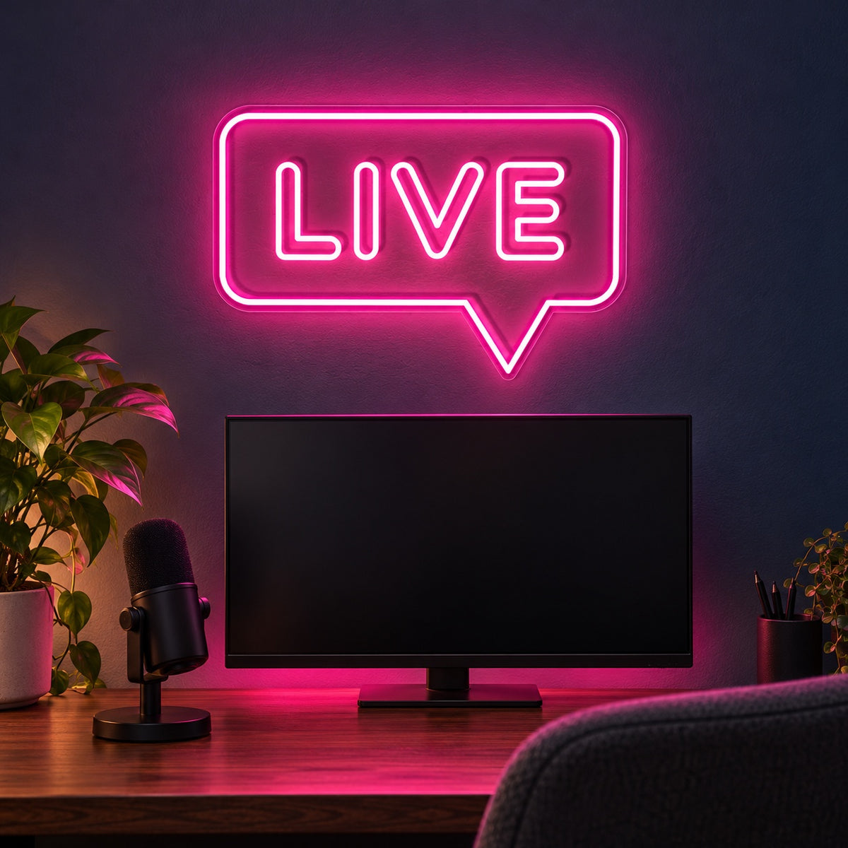 LIVE LED Neon Sign - advertising view