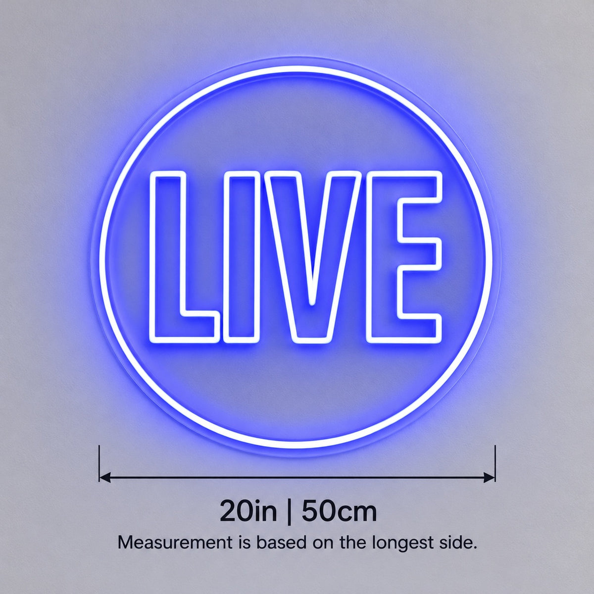 Live LED Neon Sign - size guide