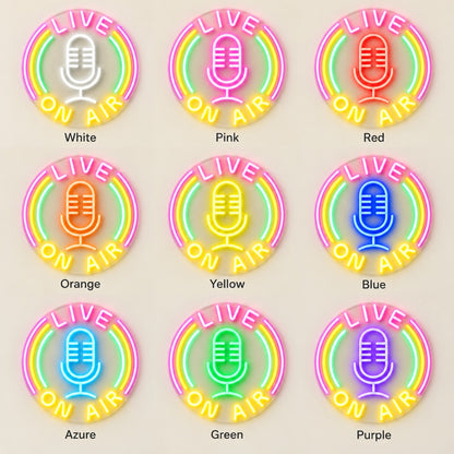 Live On Air Microphone LED Neon Sign - nine-color grid
