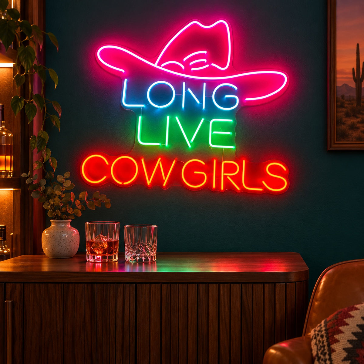 Long Live Cowgirls LED Neon Sign - advertising view