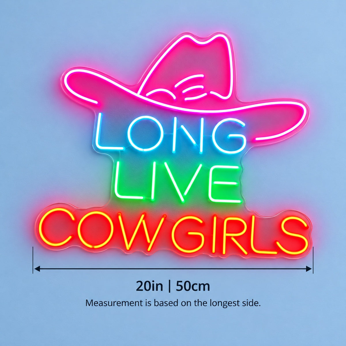 Long Live Cowgirls LED Neon Sign - size guide