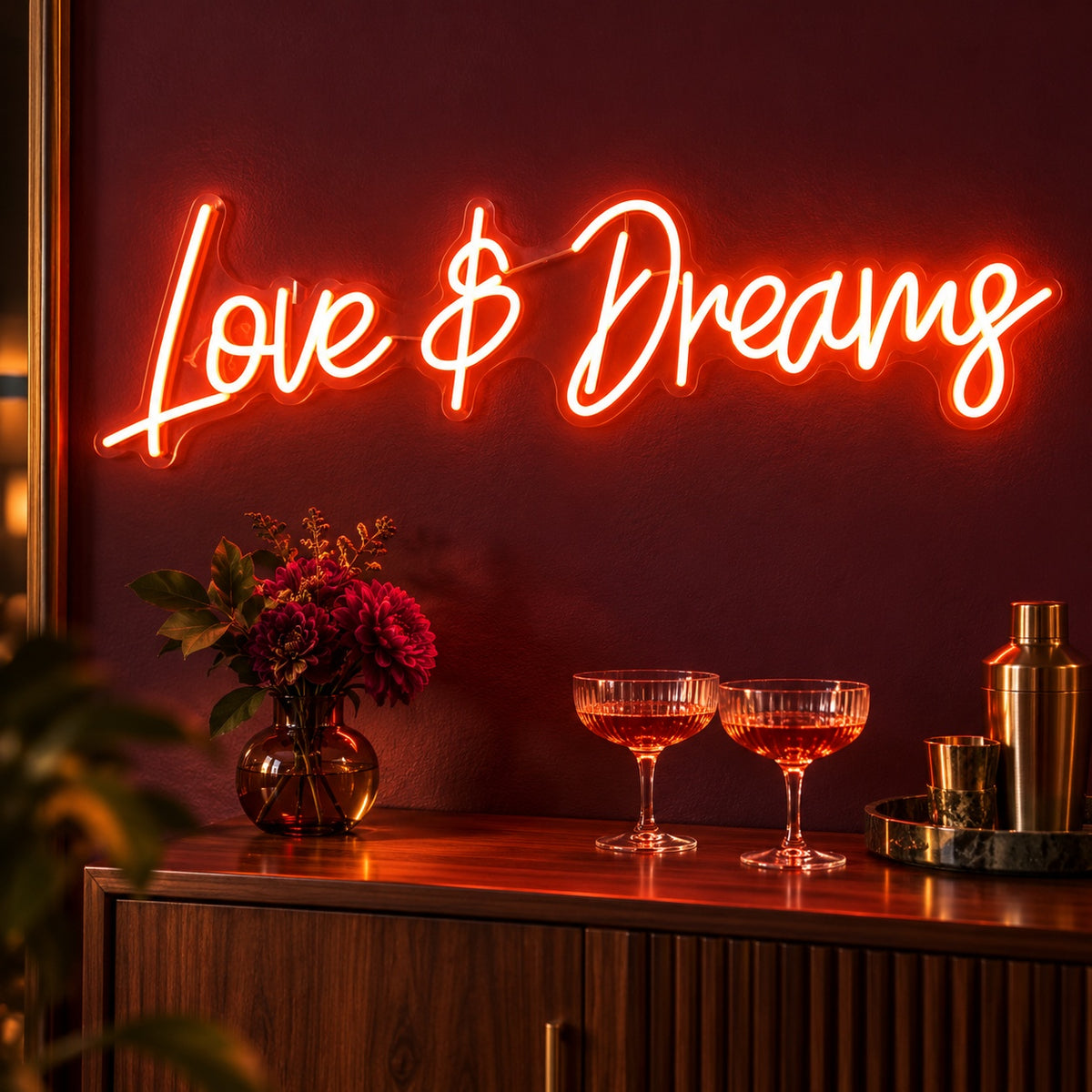 Love & Dreams LED Neon Sign - advertising view