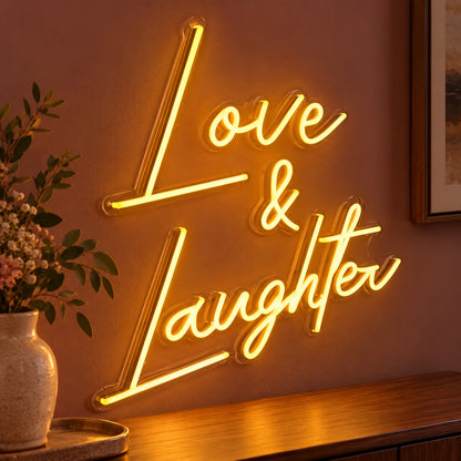 Love & Laughter LED Neon Sign - advertising view