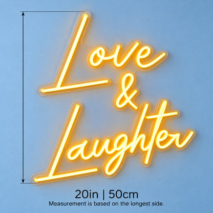 Love & Laughter LED Neon Sign - size guide