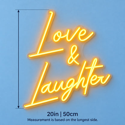 Love & Laughter LED Neon Sign - size guide