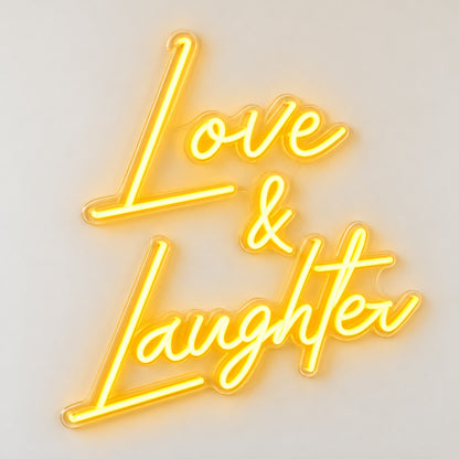 Love & Laughter LED Neon Sign - natural light view