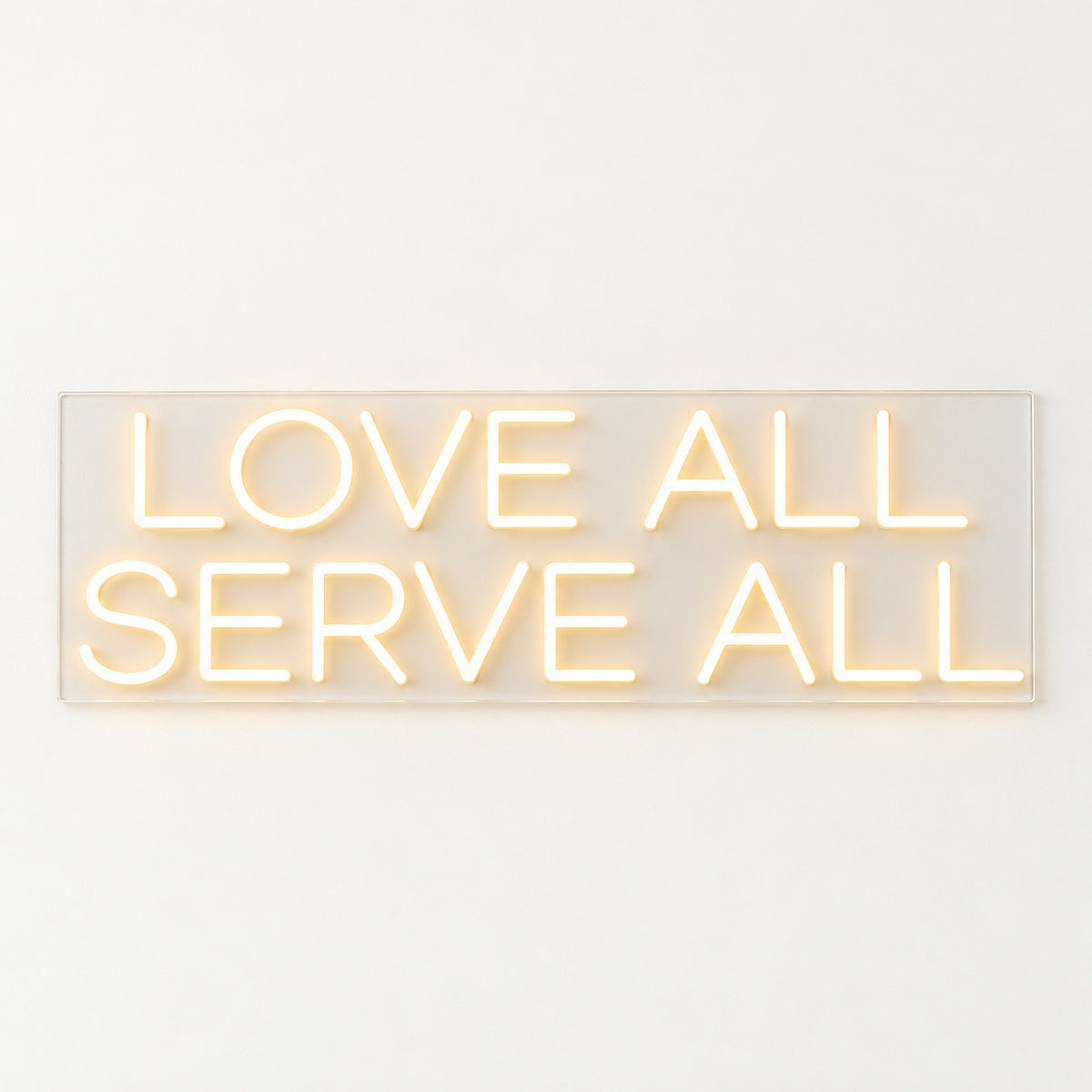 Love All Serve All LED Neon Sign - natural light view