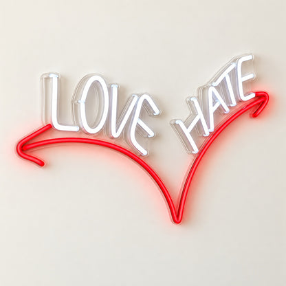 Love Hate LED Neon Sign - natural light view