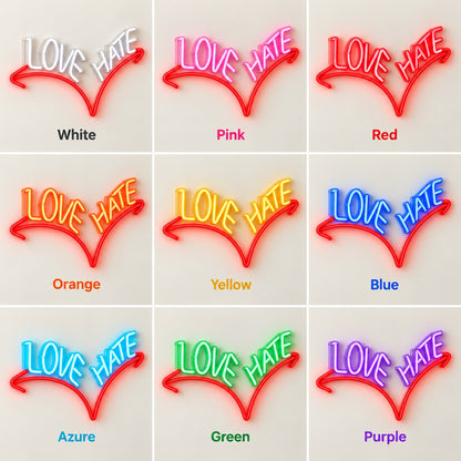 Love Hate LED Neon Sign - nine-color grid