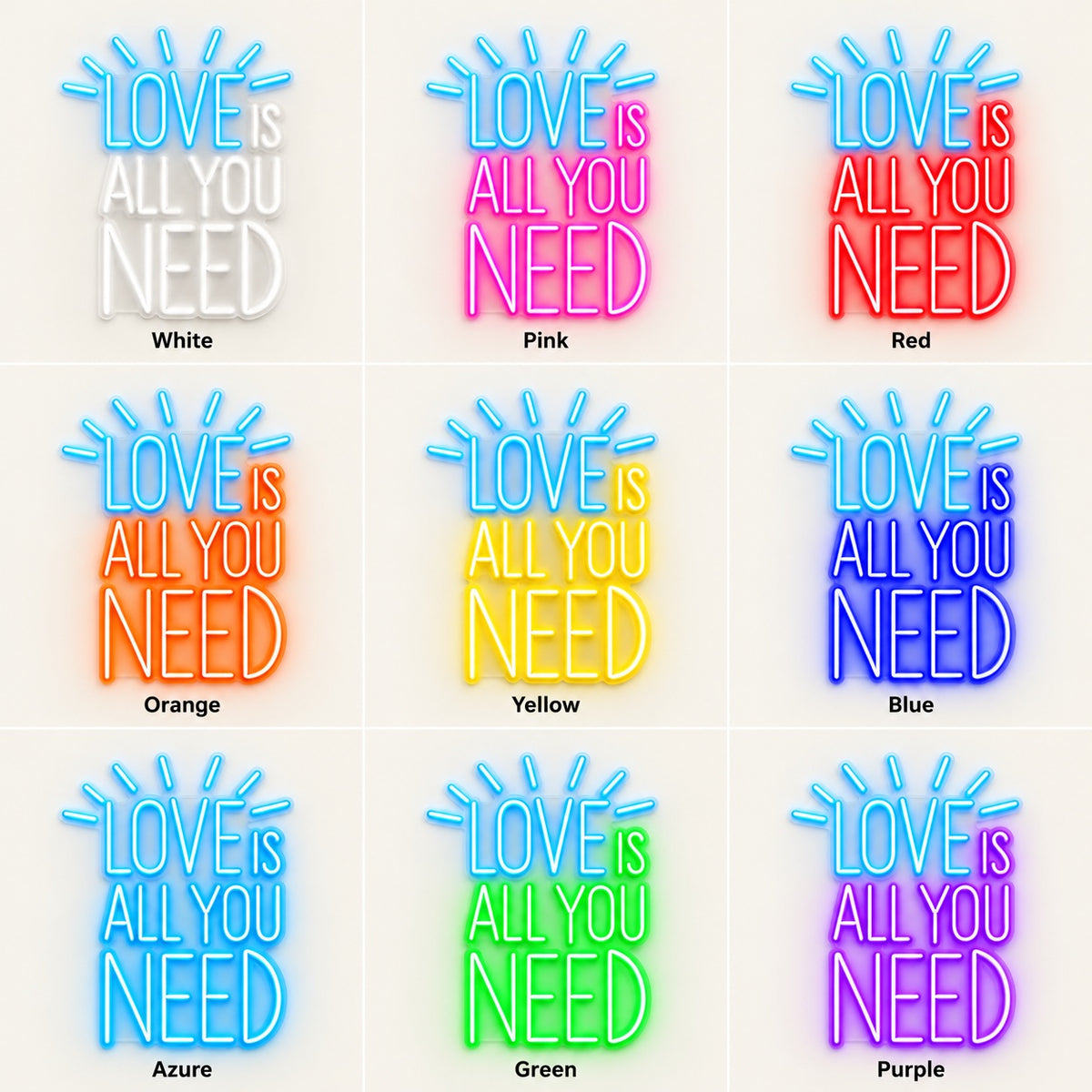 Love Is All You Need LED Neon Sign - nine-color grid