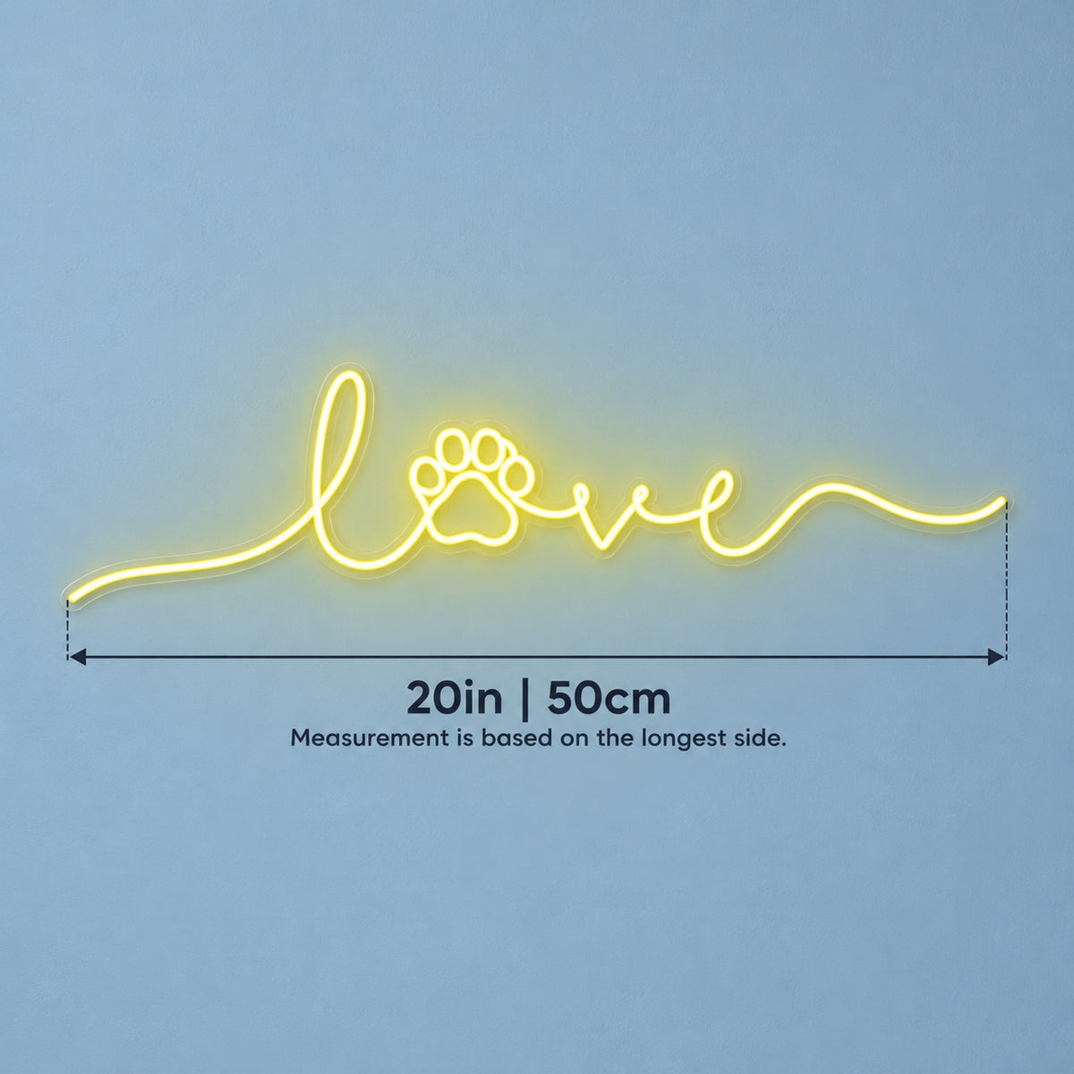 Love LED Neon Sign - size guide