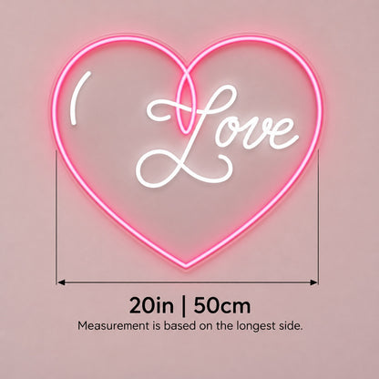 Love LED Neon Sign - size guide