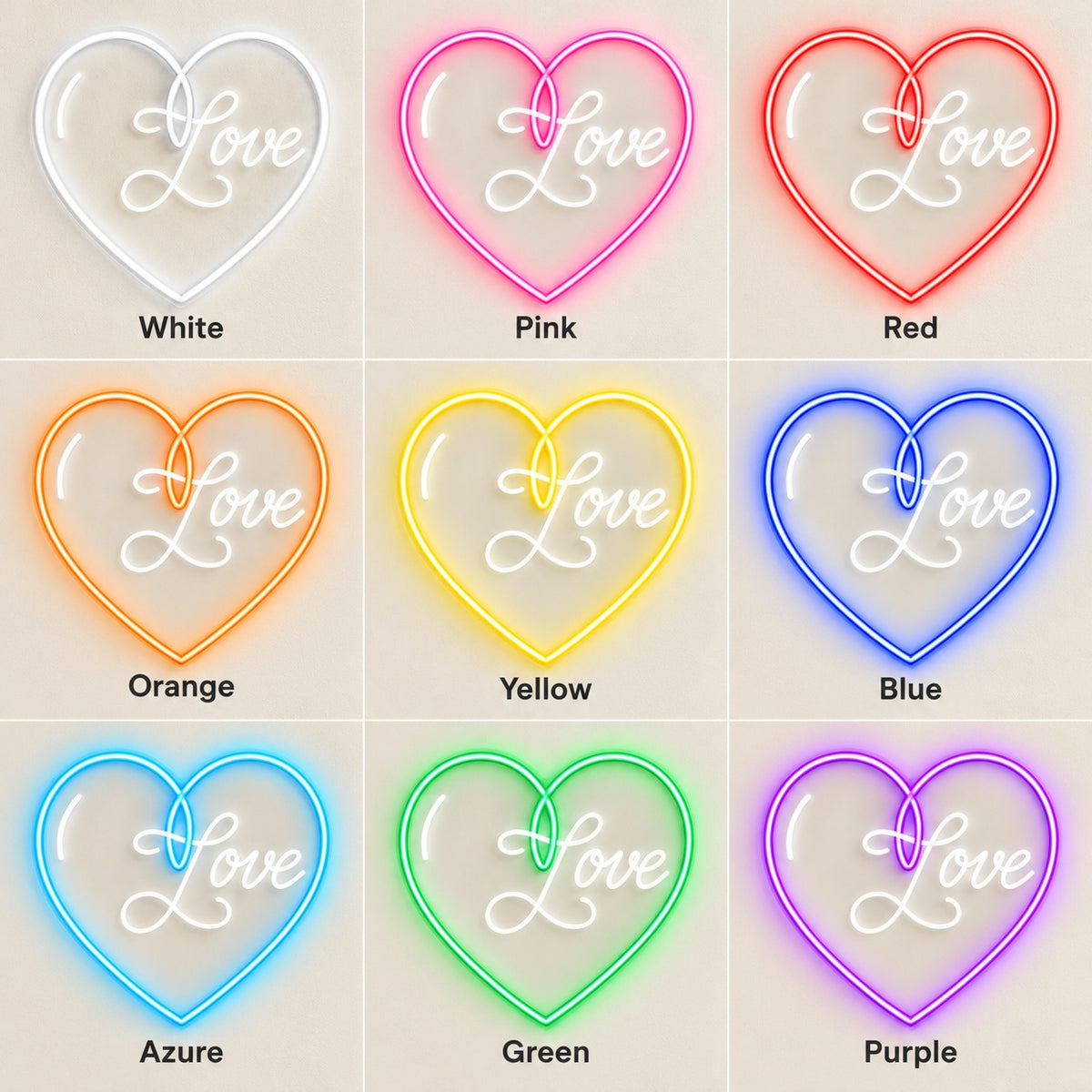 Love LED Neon Sign - nine-color grid