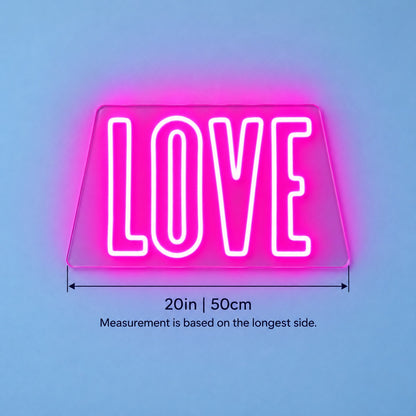 Love LED Neon Sign - size guide