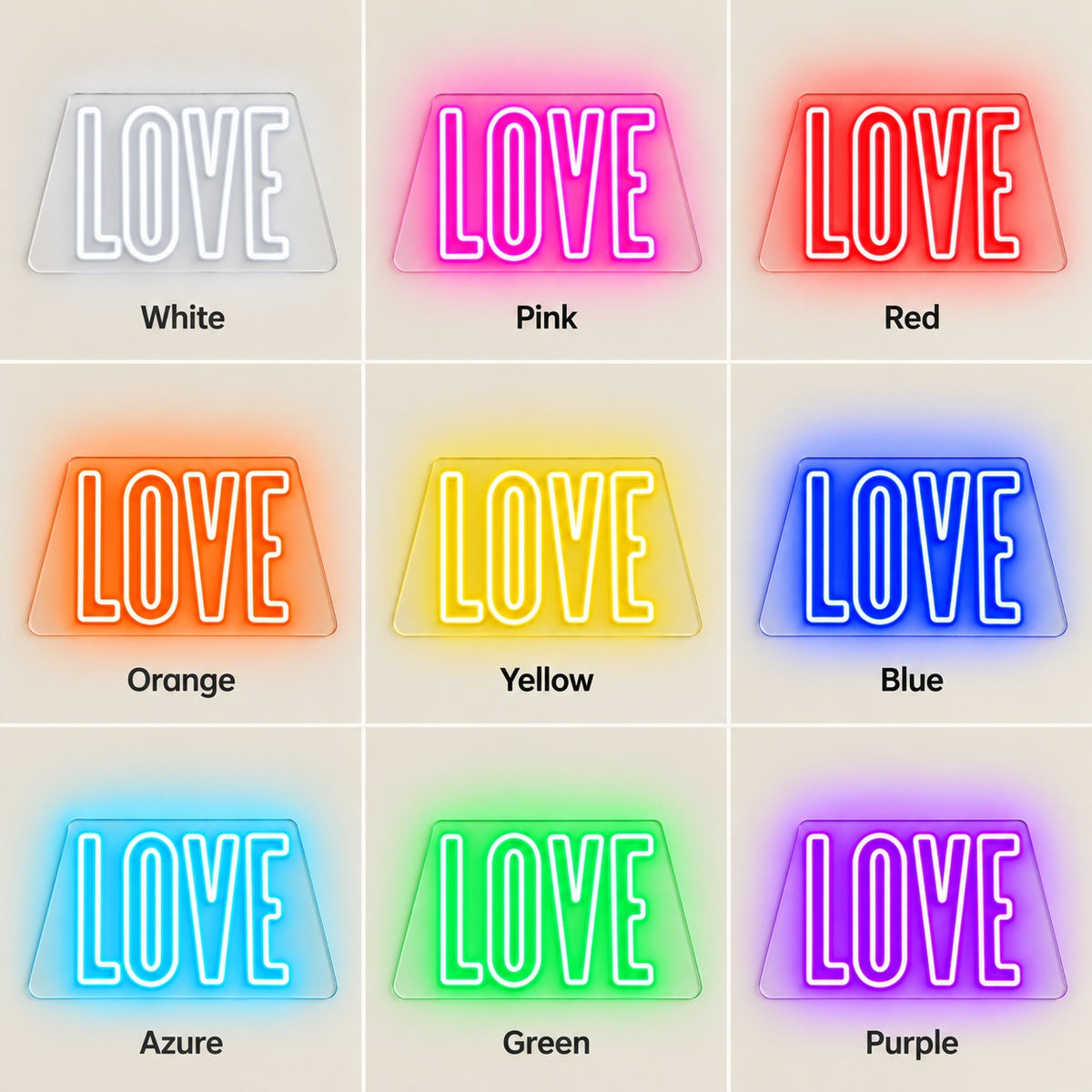 Love LED Neon Sign - nine-color grid