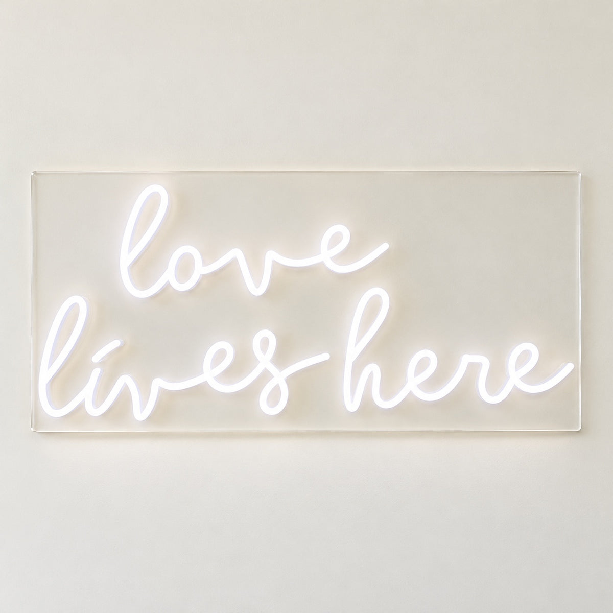 Love Lives Here LED Neon Sign - natural light view