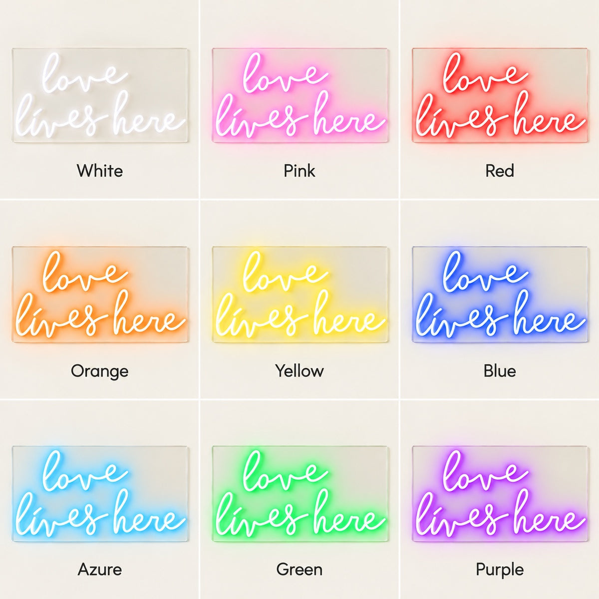 Love Lives Here LED Neon Sign - nine-color grid