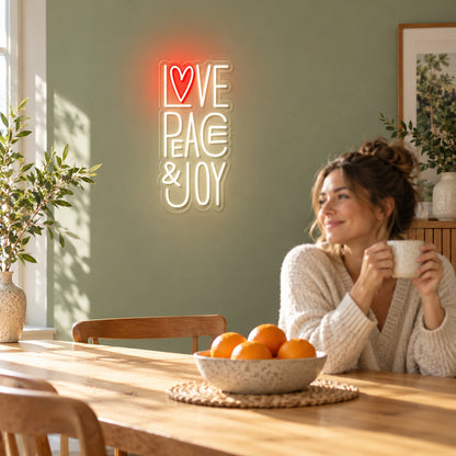 Love Peace & Joy LED Neon Sign - lifestyle view