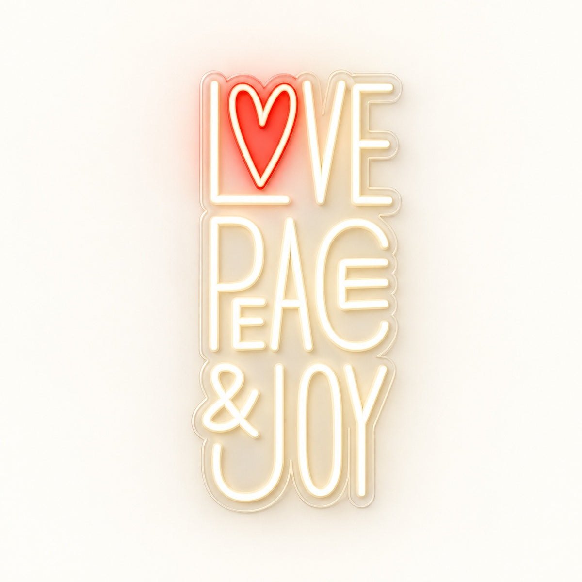 Love Peace & Joy LED Neon Sign - natural light view