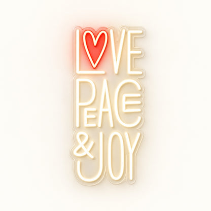Love Peace & Joy LED Neon Sign - natural light view