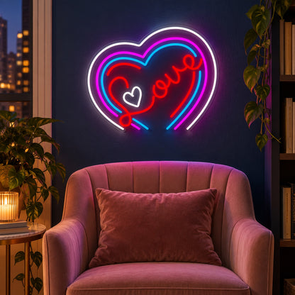Love Rainbow Heart LED Neon Sign - advertising view